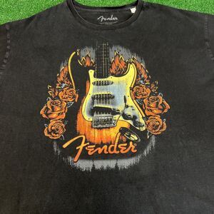 Fender Guitar and‎ Roses Graphic T-Shirt Black Size 4XL Short Sleeve